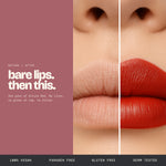 Alix Avien Satin Touch Lipstick before and after – one pass of Allure Red