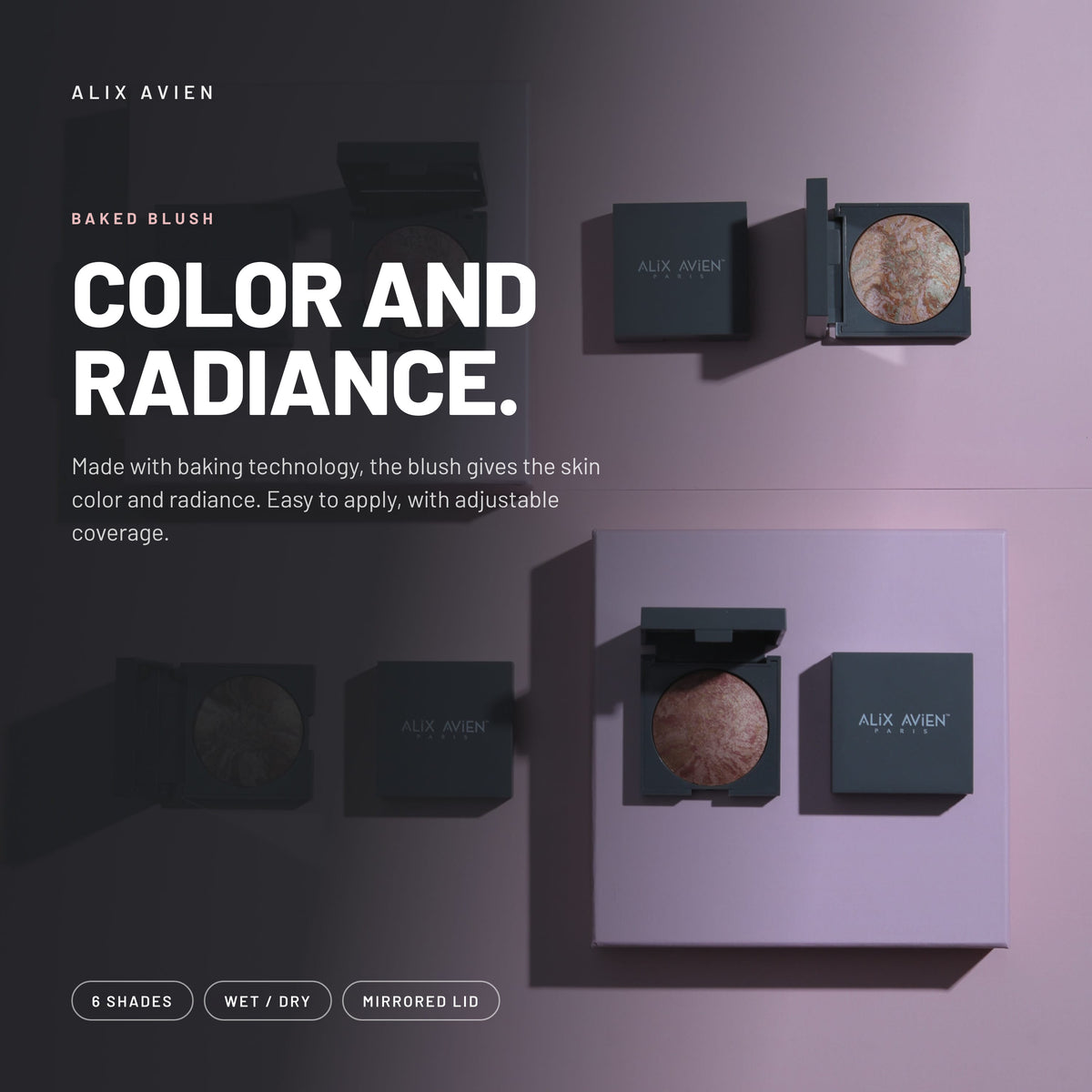 Alix Avien Baked Blush compacts with mirrored lids