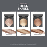 Alix Avien Baked Highlighter – three shades with swatches: Sparkling Ivory, Golden Glow, Sunkissed Radience
