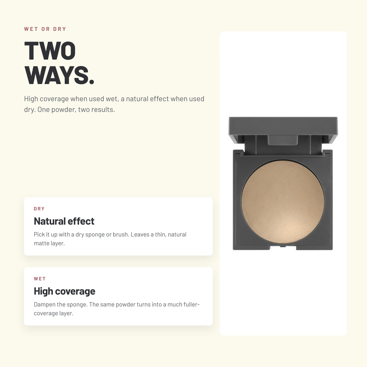 Alix Avien Baked Powder compact – use wet for coverage or dry for a natural finish