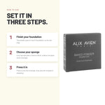 How to use Alix Avien Baked Powder in three steps, with the product box
