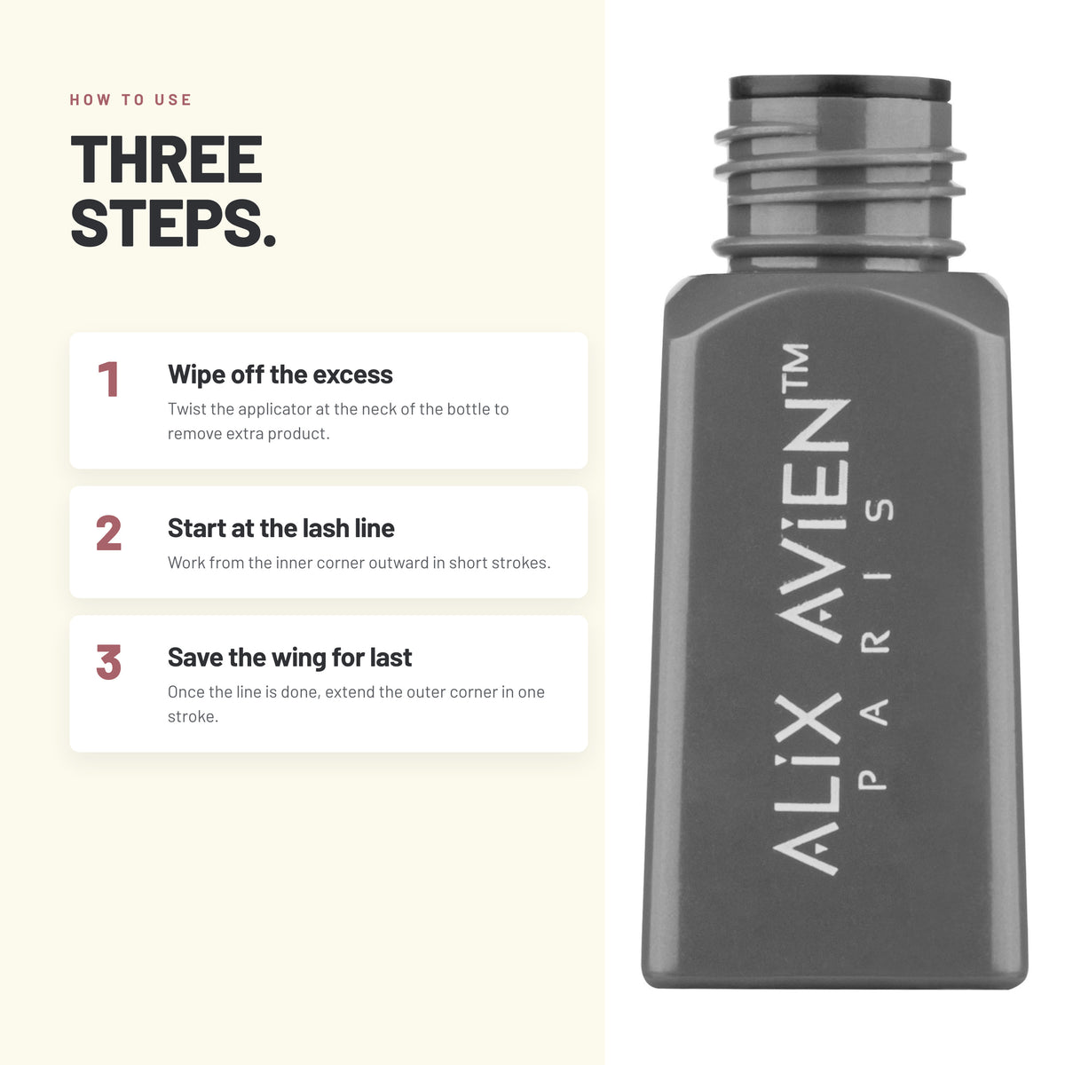 How to apply Alix Avien Black Matte Dipliner in three steps