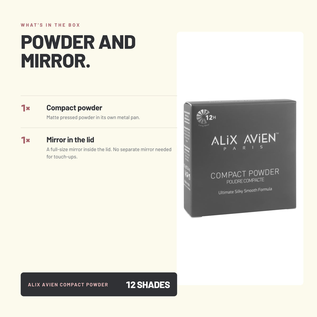 What's in the box – Alix Avien Compact Powder with mirror