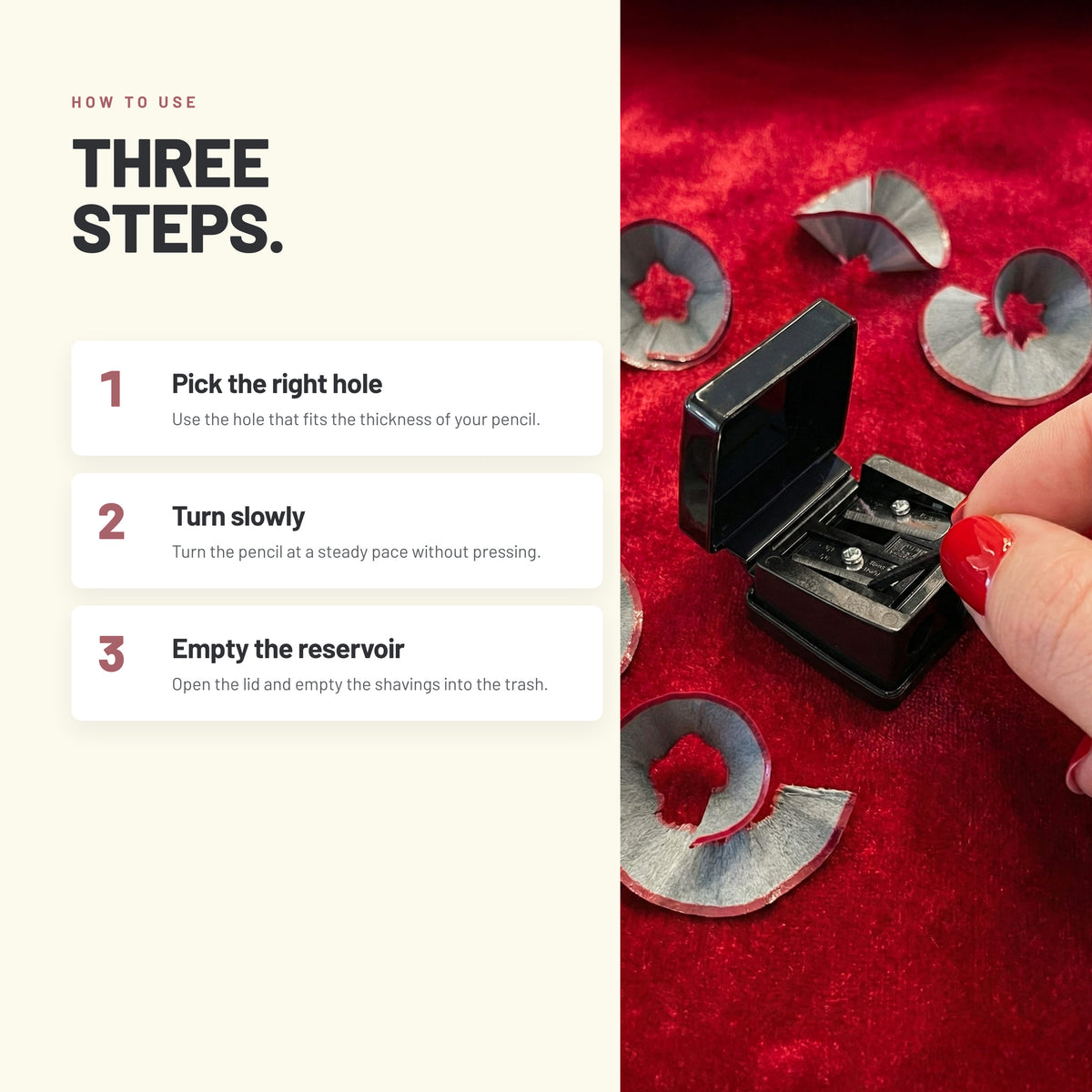 How to use Alix Avien Dual Cosmetic Sharpener in three steps