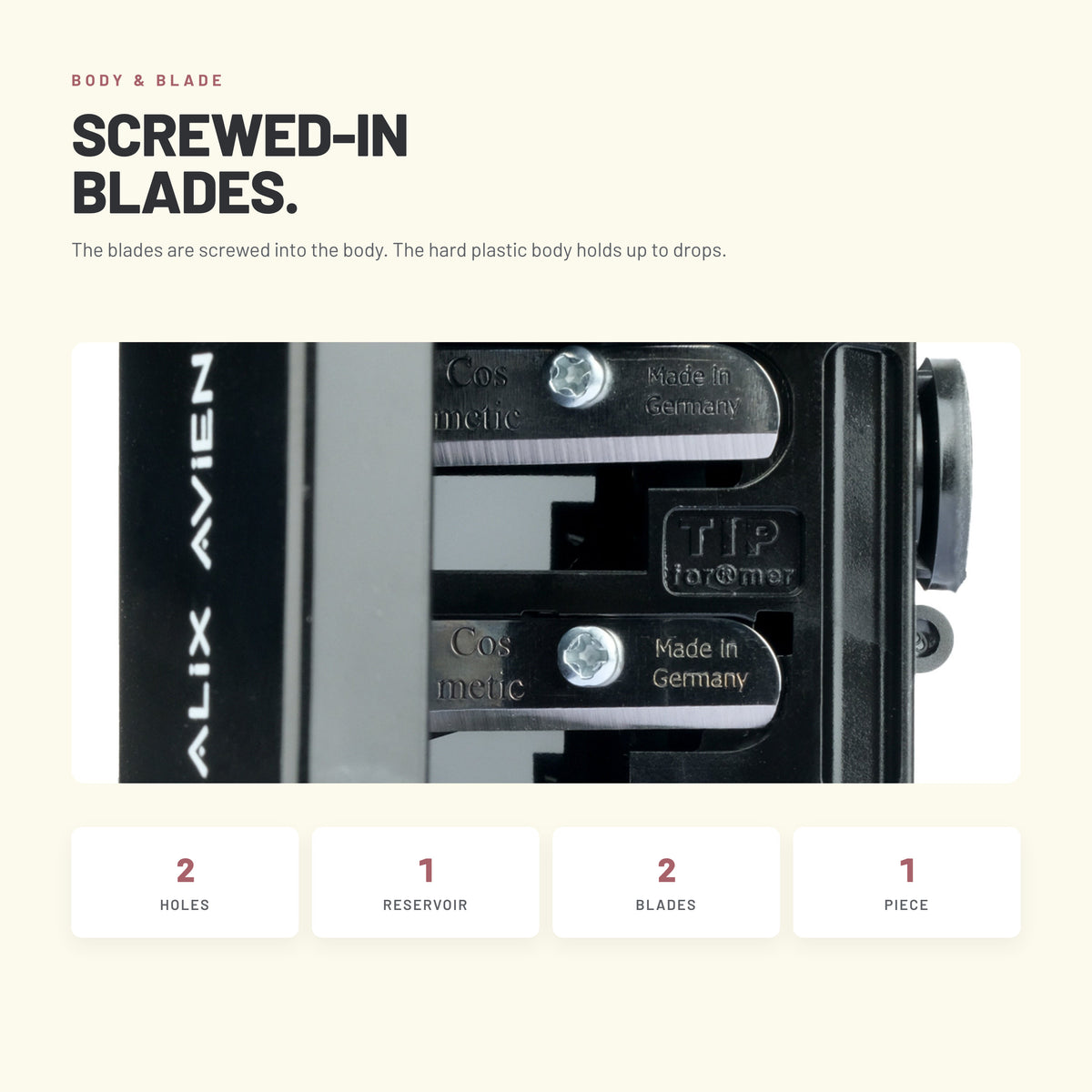 Alix Avien Dual Cosmetic Sharpener – screwed-in blades