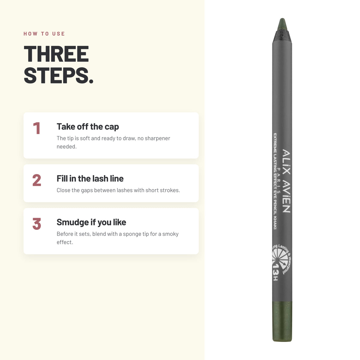 How to use Alix Avien Extreme Lasting Effect Eye Pencil in three steps