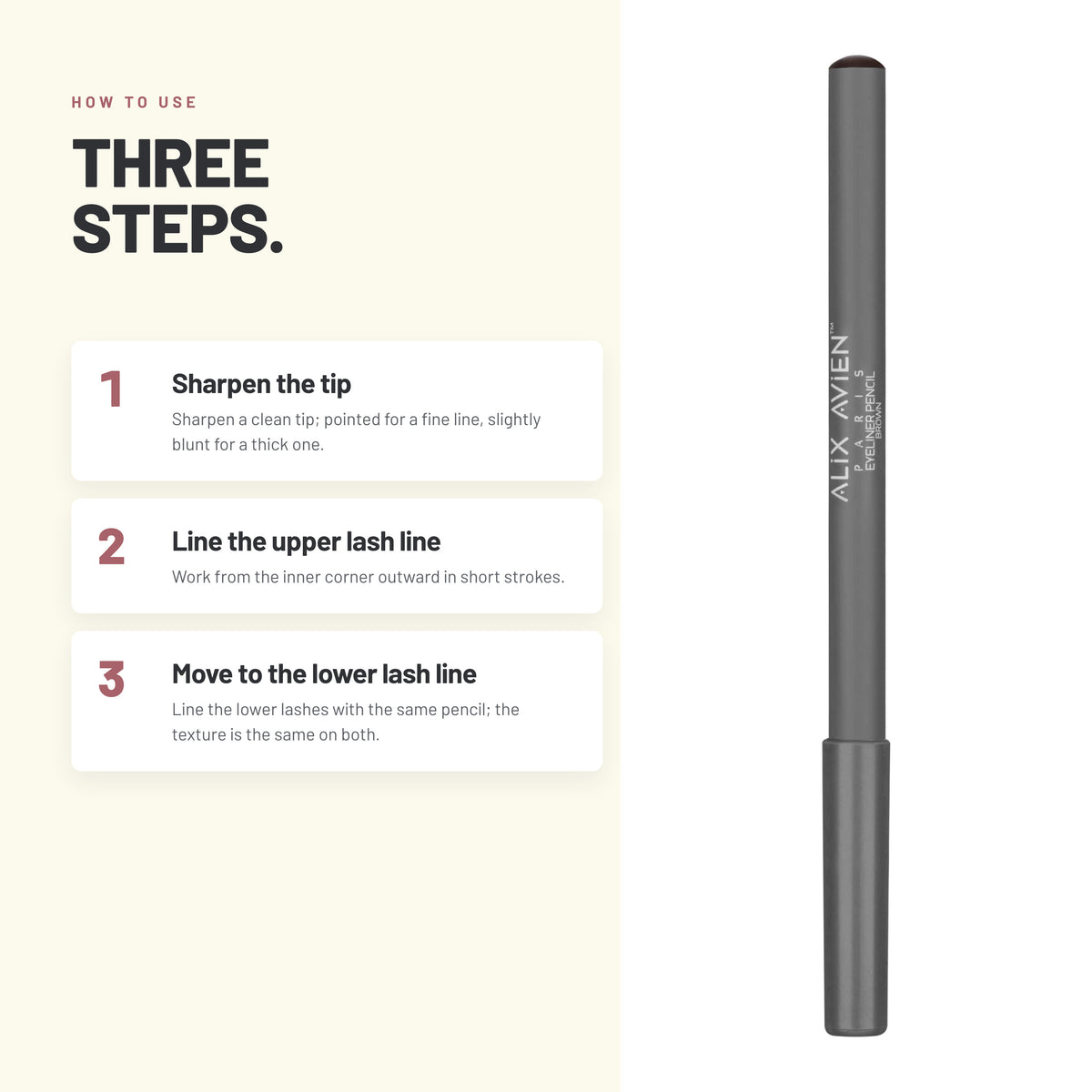 How to use Alix Avien Eyeliner Pencil in three steps