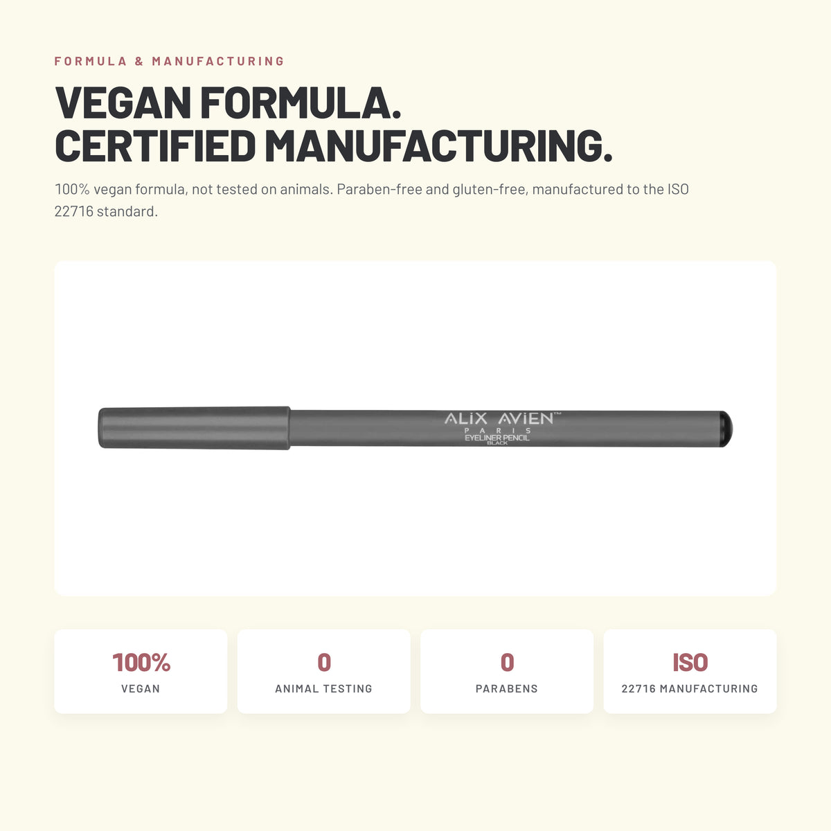 Alix Avien Eyeliner Pencil – vegan formula, ISO 22716 manufacturing