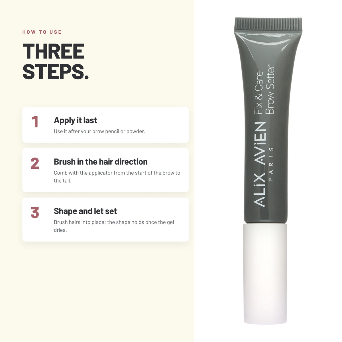 How to use Alix Avien Fix & Care Brow Setter in three steps