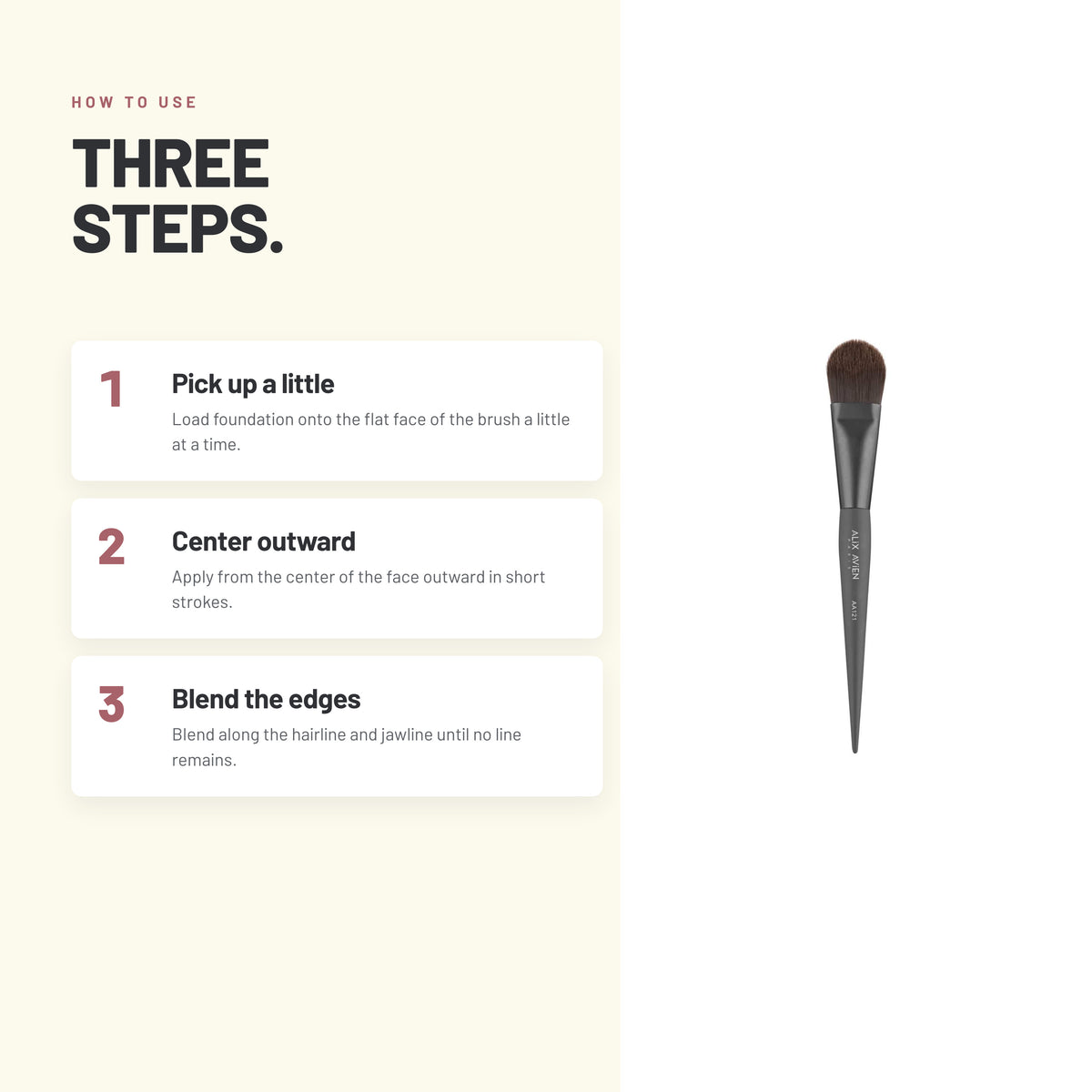 How to use the Alix Avien Flat Foundation Brush in three steps