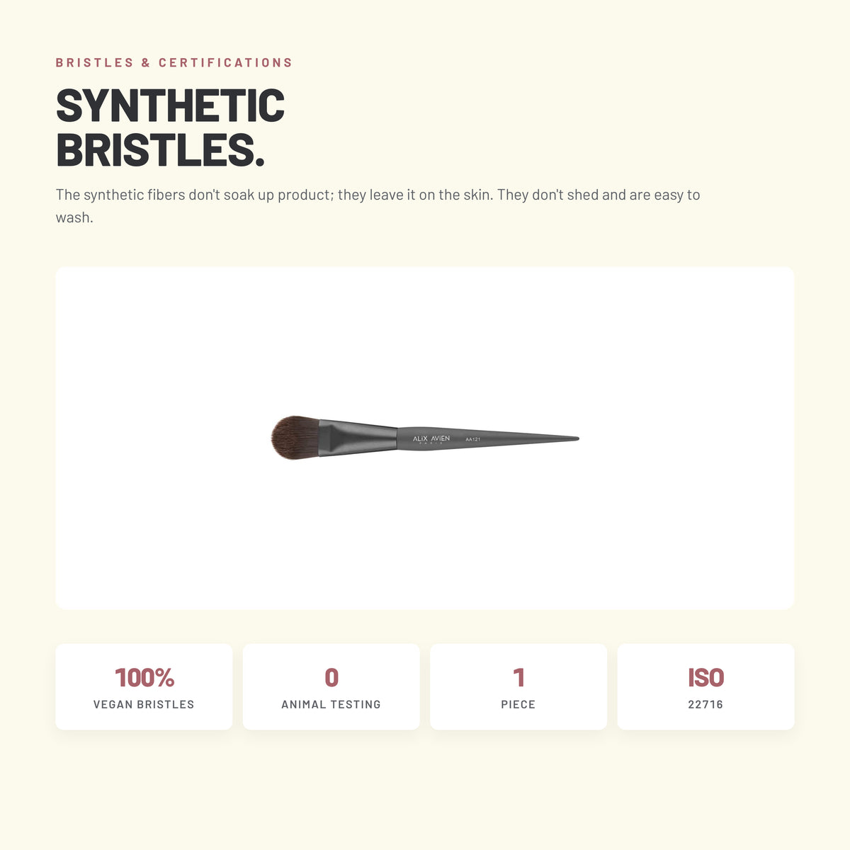 Alix Avien Flat Foundation Brush – vegan synthetic bristles, ISO 22716