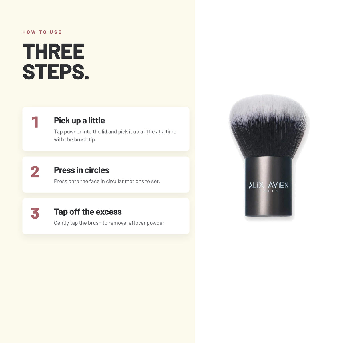 How to use Alix Avien Kabuki Brush in three steps