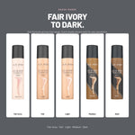 Alix Avien Leg & Body Foundation Spray – shades Fair Ivory, Fair, Light, Medium and Dark