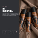 Alix Avien Leg & Body Foundation Spray cans on satin fabric