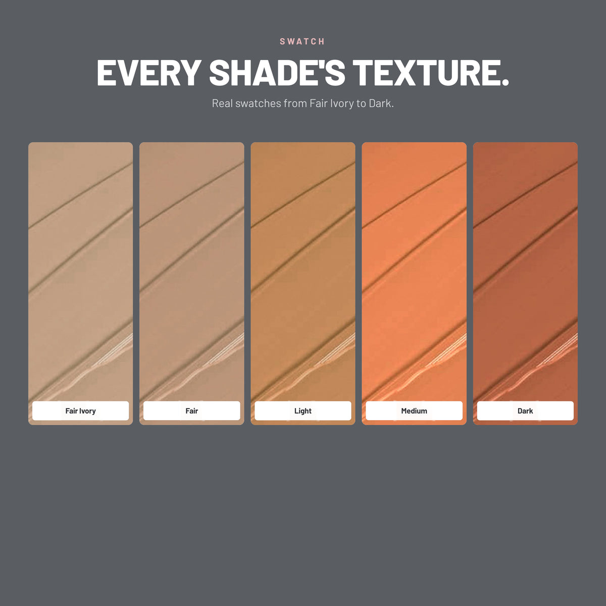Alix Avien Leg & Body Foundation Spray swatches – Fair Ivory to Dark