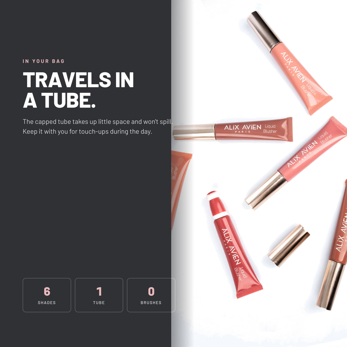 Alix Avien Liquid Blusher tubes in several shades