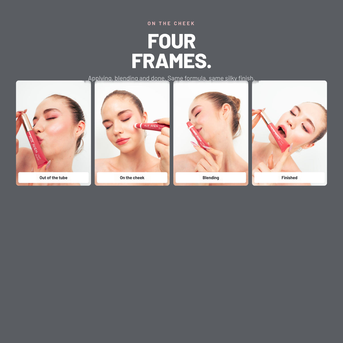 Model applying and blending Alix Avien Liquid Blusher