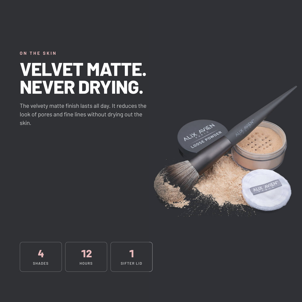 Alix Avien Loose Powder with brush and puff