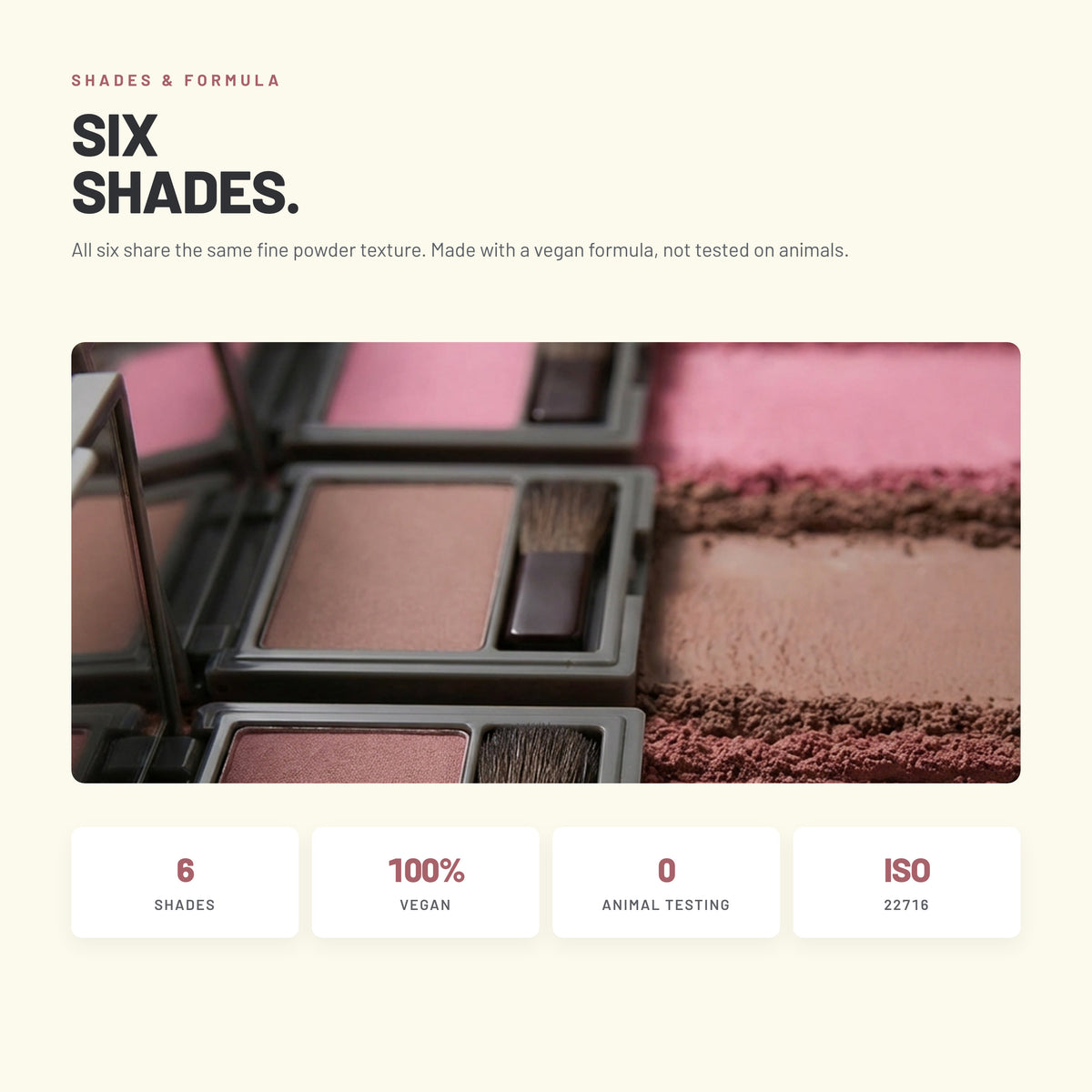 Alix Avien Lumi Color Powder Blush – vegan formula, not tested on animals, ISO 22716