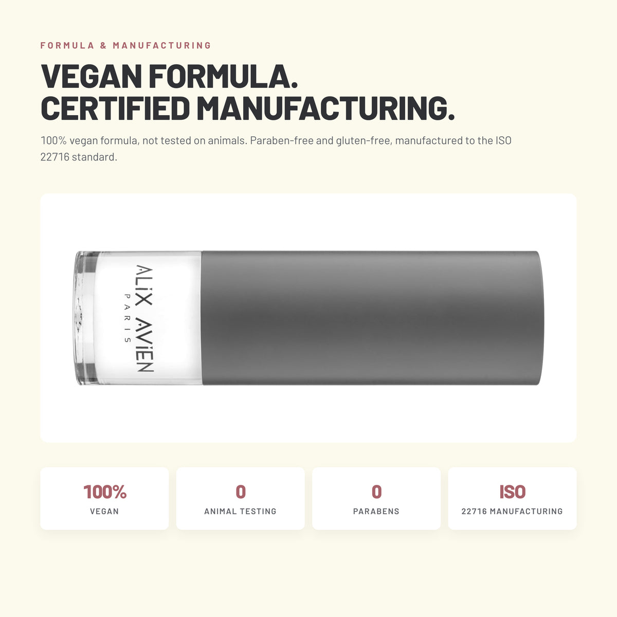 Alix Avien Luminous Face Primer – vegan formula, ISO 22716 manufacturing