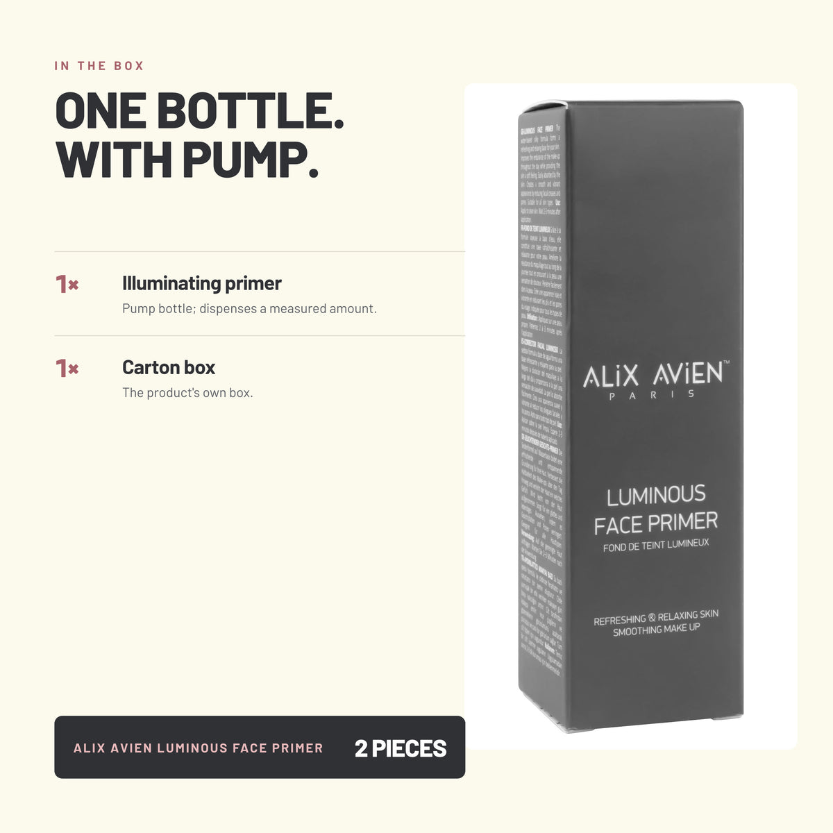 What's in the box – Alix Avien Luminous Face Primer and its carton