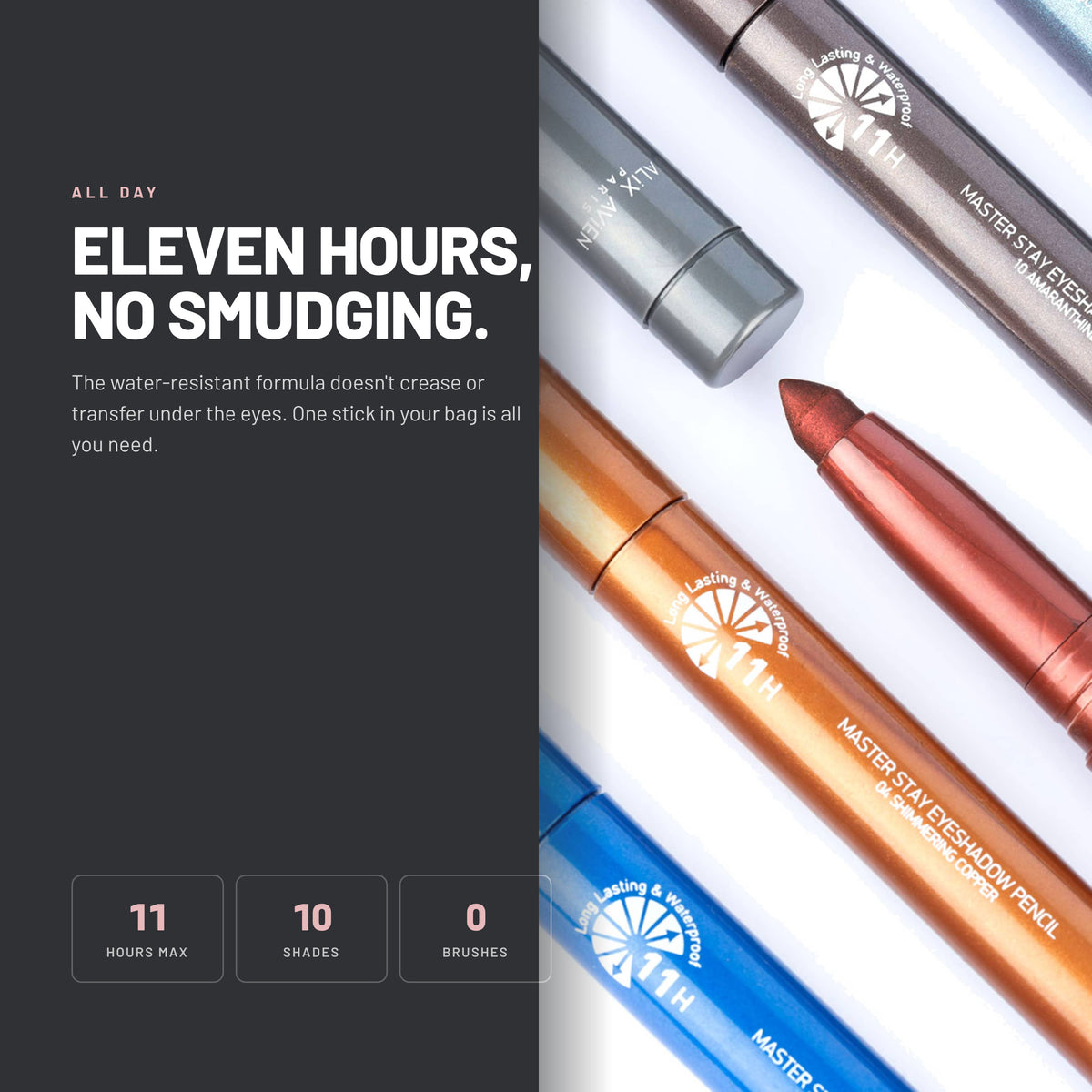 Alix Avien Master Stay Eyeshadow sticks in several shades
