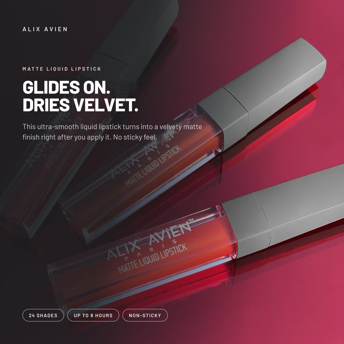 Alix Avien Matte Liquid Lipstick – two tubes with applicators