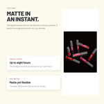 Alix Avien Matte Liquid Lipstick tubes scattered on a dark background