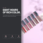 A row of Alix Avien Matte Liquid Lipstick tubes on a pink surface