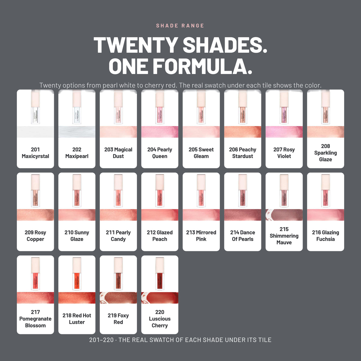 Alix Avien Maxi Volumizer Lip Gloss – all 20 shades from 201 Maxicyrstal to 220 Luscious Cherry