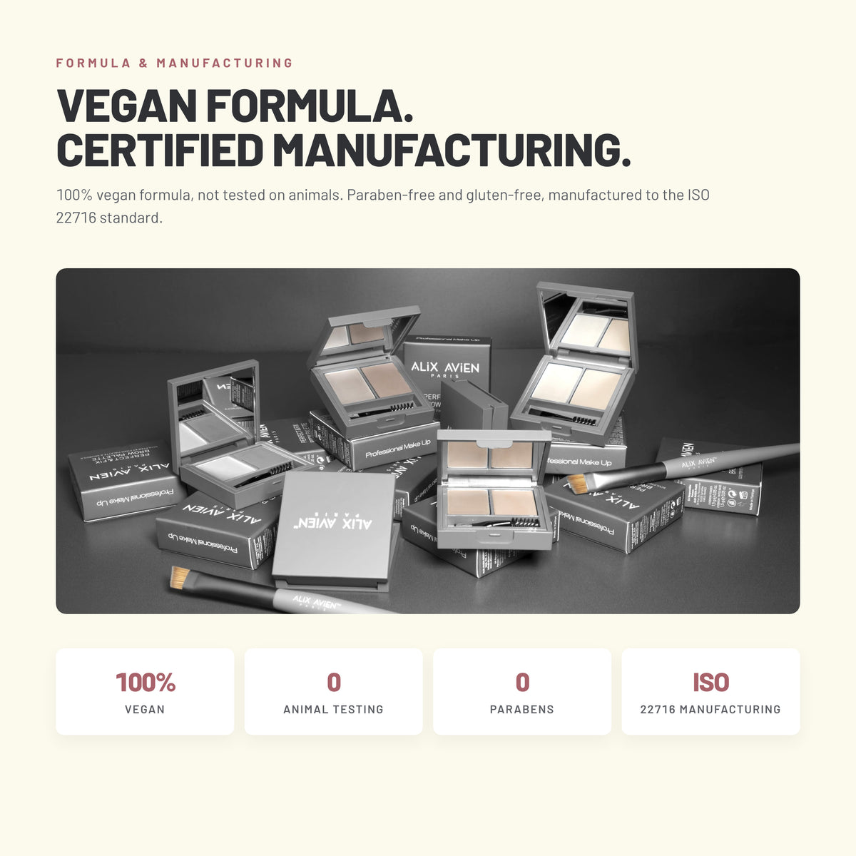 Alix Avien Fix Brow Palette – vegan formula, ISO 22716