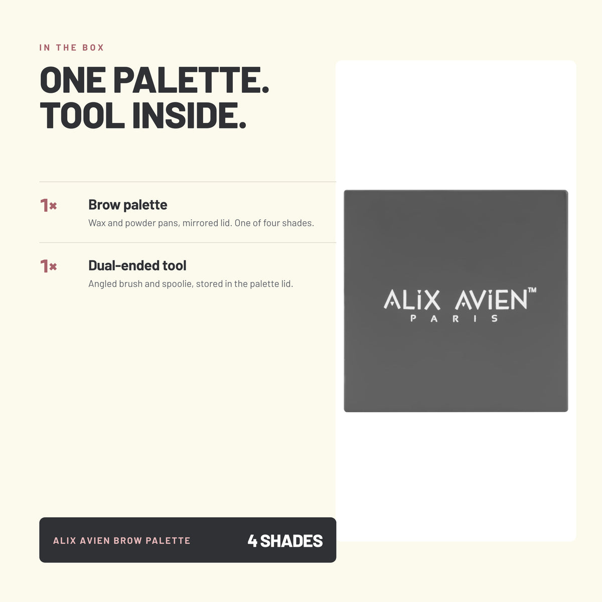 What's in the box – Alix Avien Fix Brow Palette and dual-ended tool
