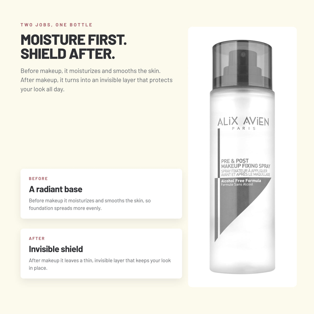 Alix Avien Pre & Post Makeup Fixing Spray – alcohol-free formula