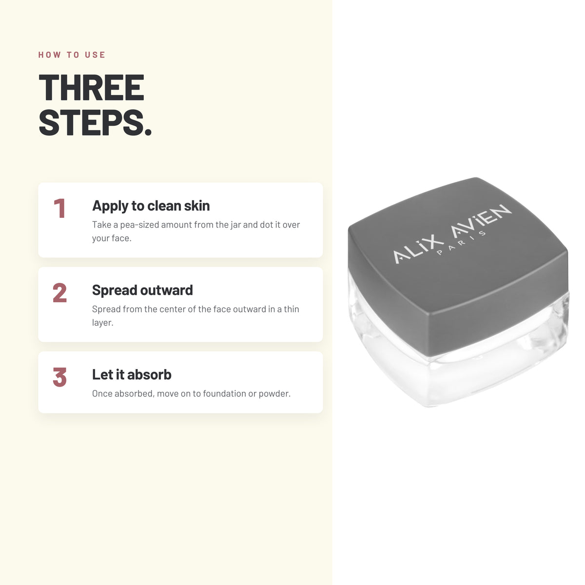 How to use Alix Avien Rejuvenating Face Base Cream in three steps