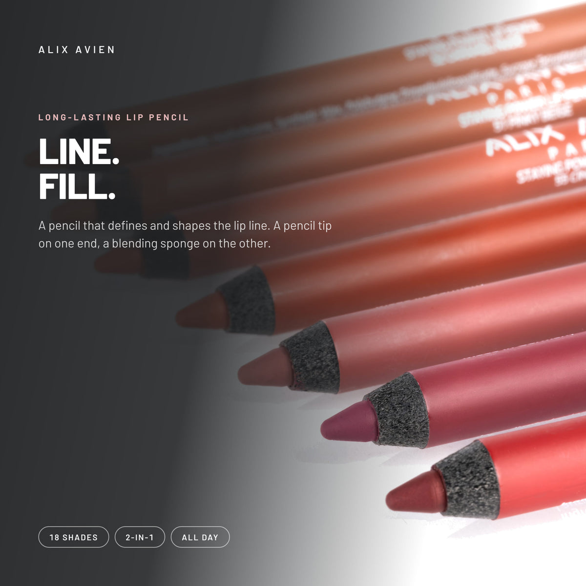 Alix Avien Staying Power Lip Pencil in several shades with sponge tips