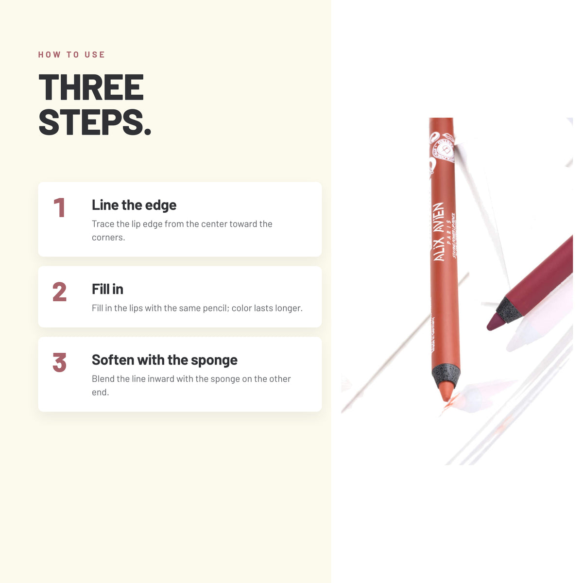 How to use Alix Avien Staying Power Lip Pencil in three steps