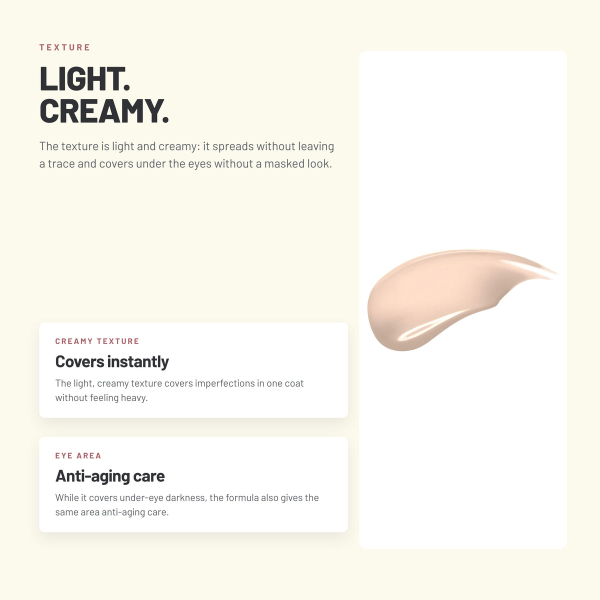Alix Avien Supreme Cover Concealer – light creamy texture swatch