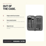 What's in the set – Alix Avien Mini Travel Brush Set brushes and zippered case