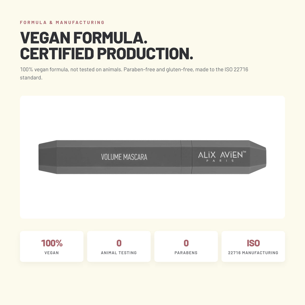 Alix Avien Volume Mascara – vegan, paraben-free, ISO 22716