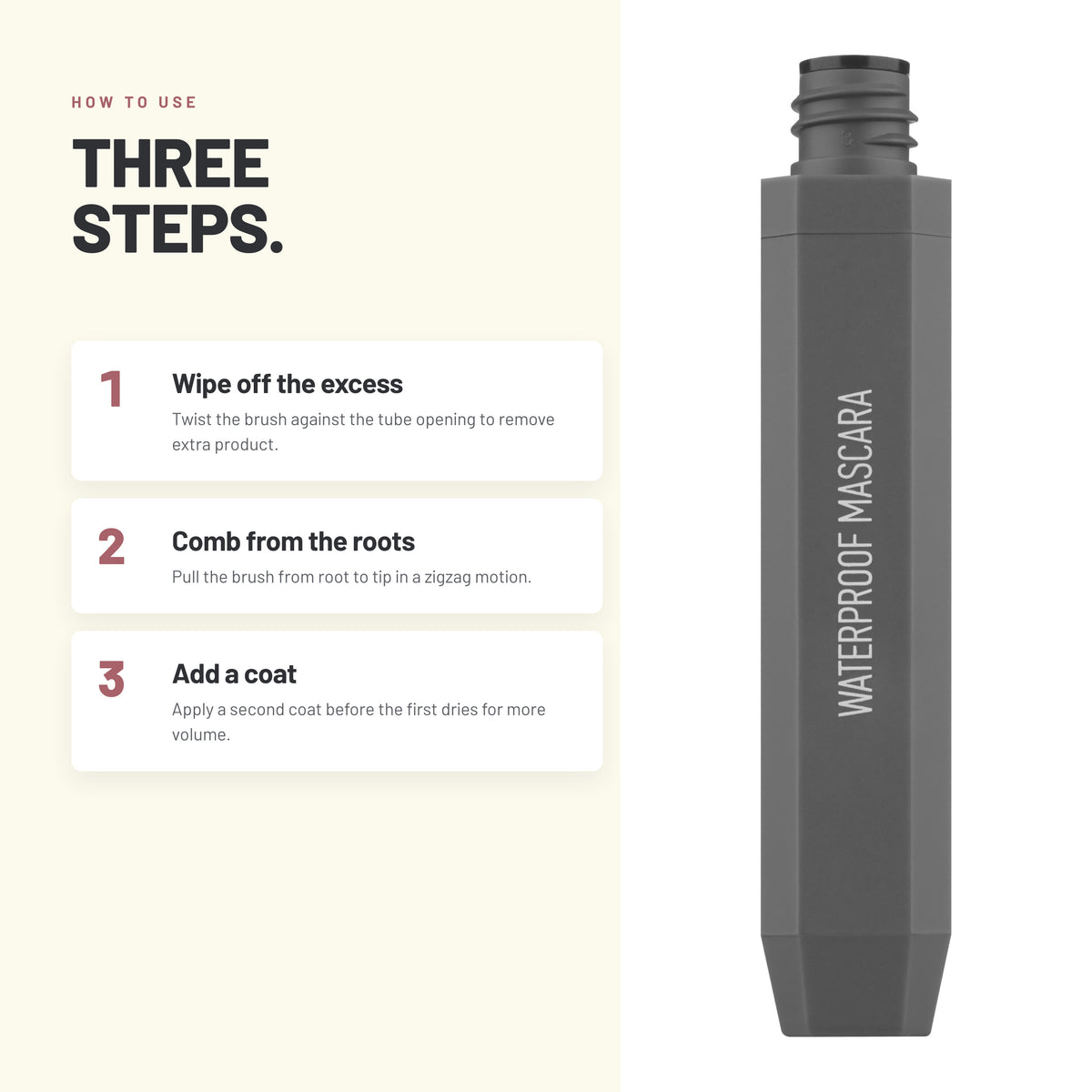 How to apply Alix Avien Waterproof Mascara in three steps